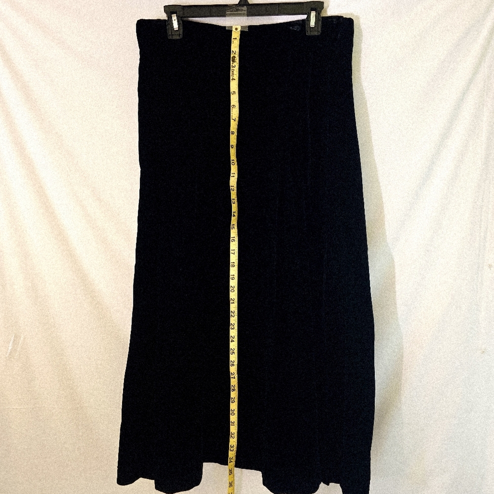 Talbots Classic Long Maxi Midi Black Velvet Skirt 2 POCKETS back zip Size 16 - Picture 5 of 12
